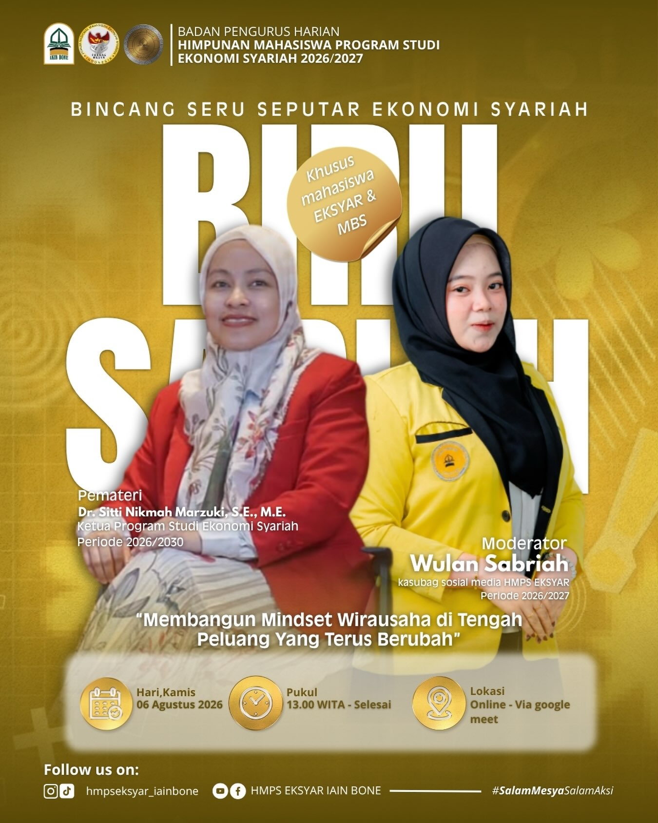Membaca Peluang di Tengah Perubahan, Biru Seriah Bahas Mindset Wirausaha